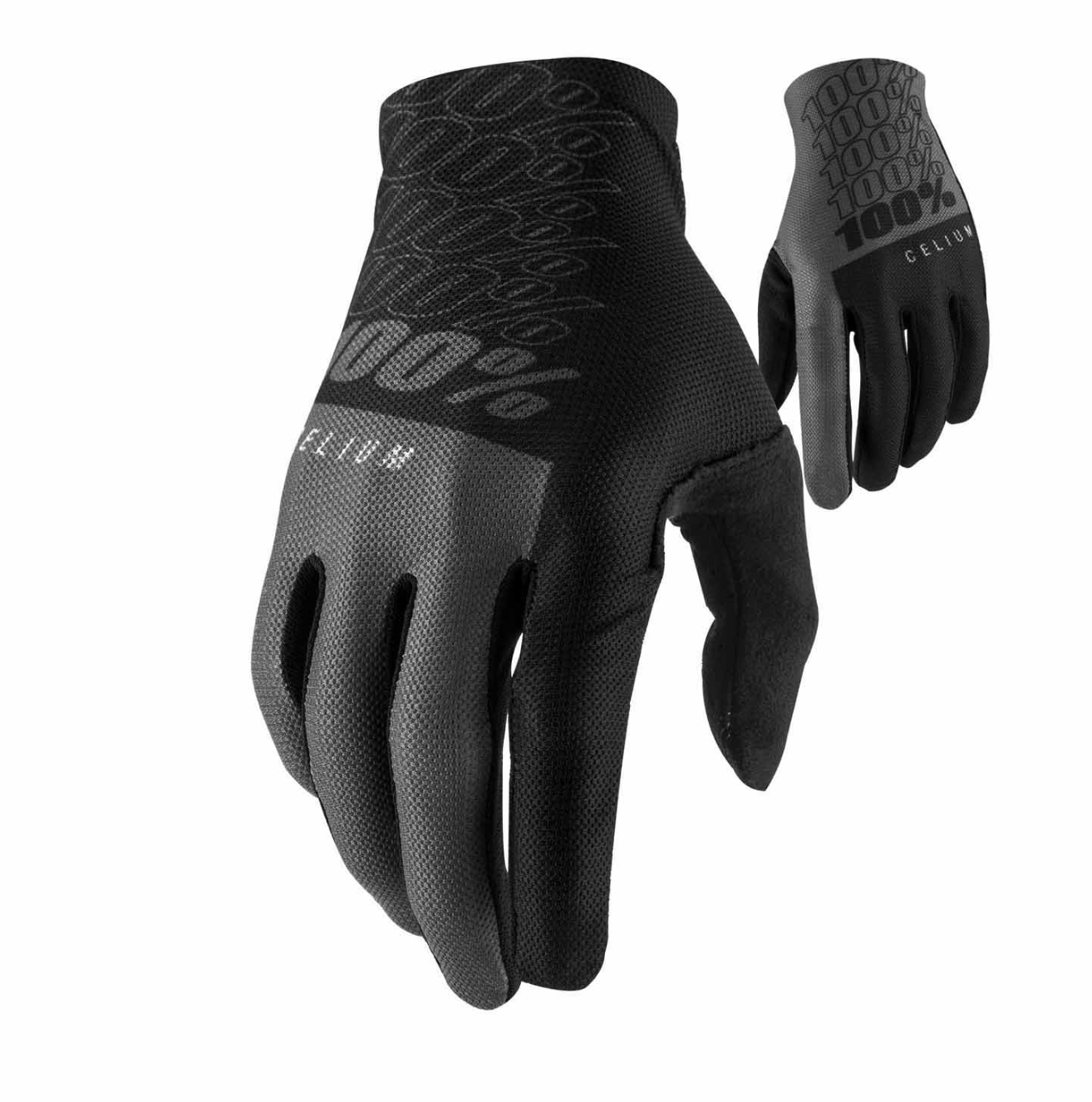 100% CELIUM Full Finger Cycling Gloves Black Grey XXL