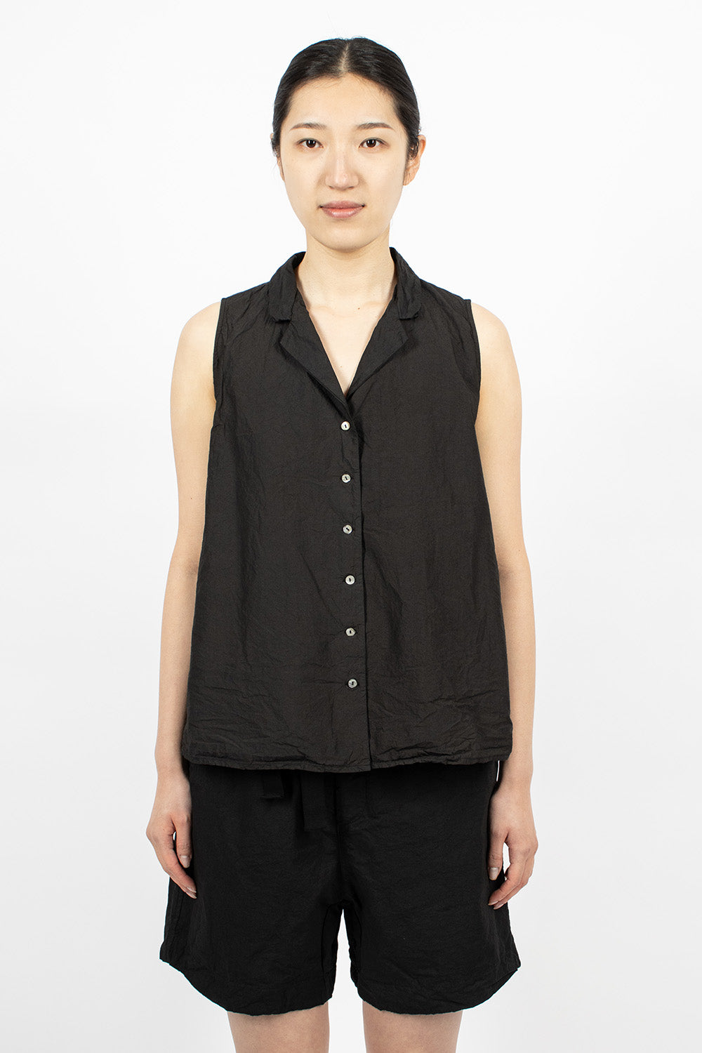 12_119 Sleeveless Collar Shirt TC Black