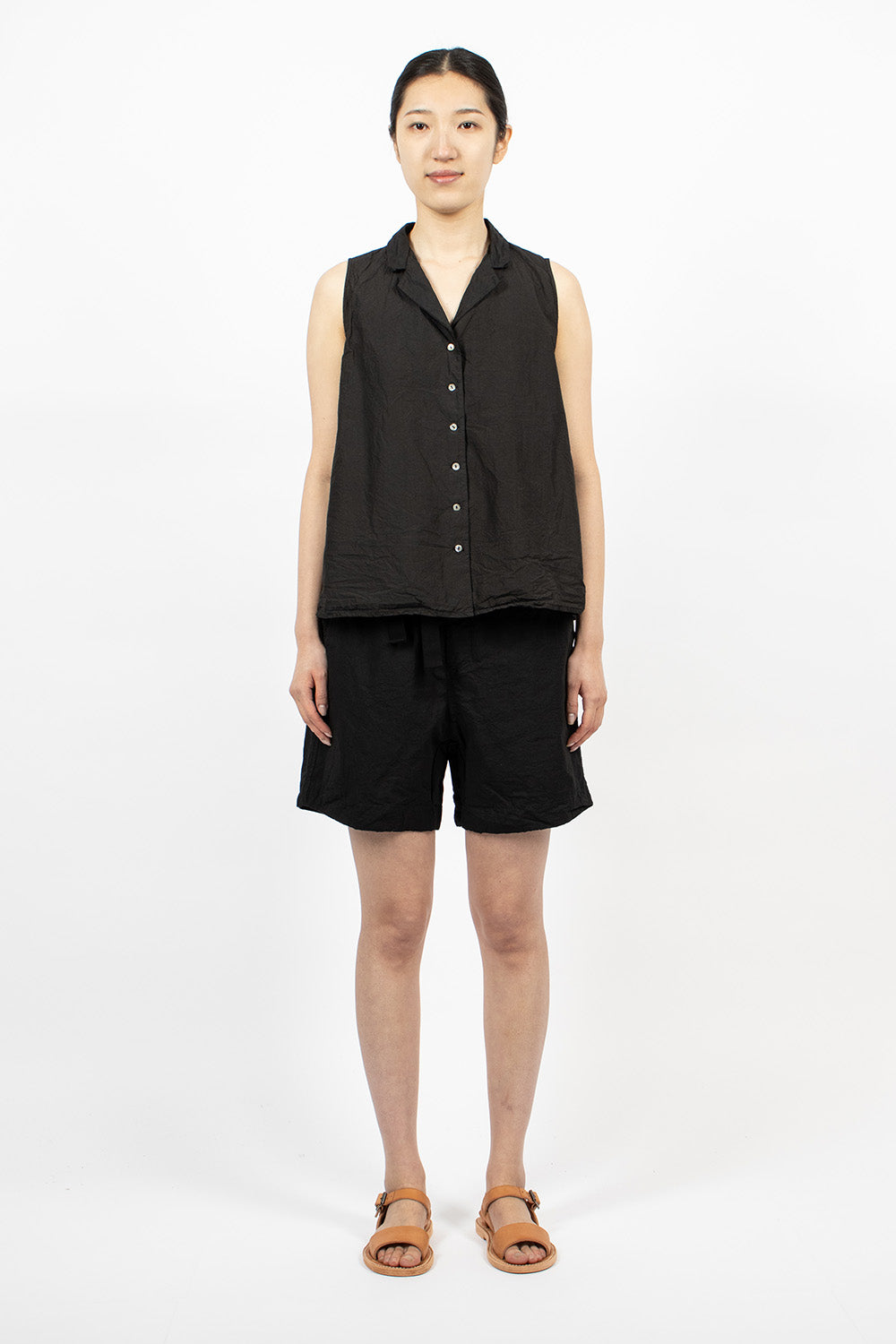 12_119 Sleeveless Collar Shirt TC Black