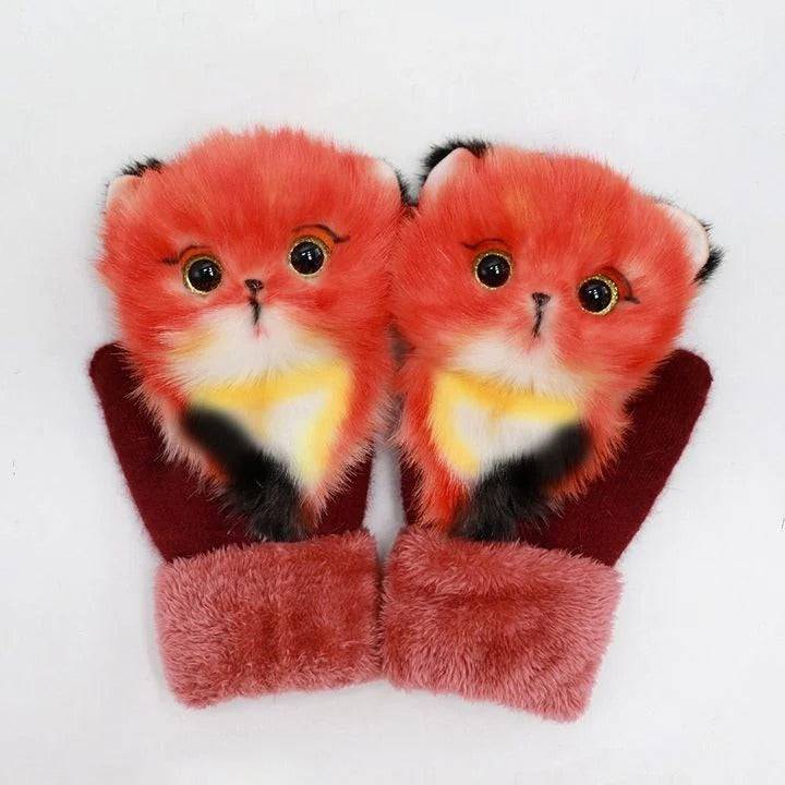 2022 cartoon plush knitted gloves for sale