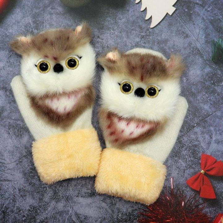 2022 cartoon plush knitted gloves for sale