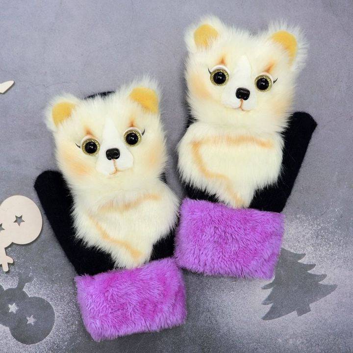 2022 cartoon plush knitted gloves for sale