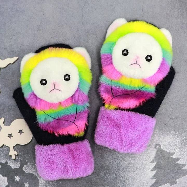 2022 cartoon plush knitted gloves for sale