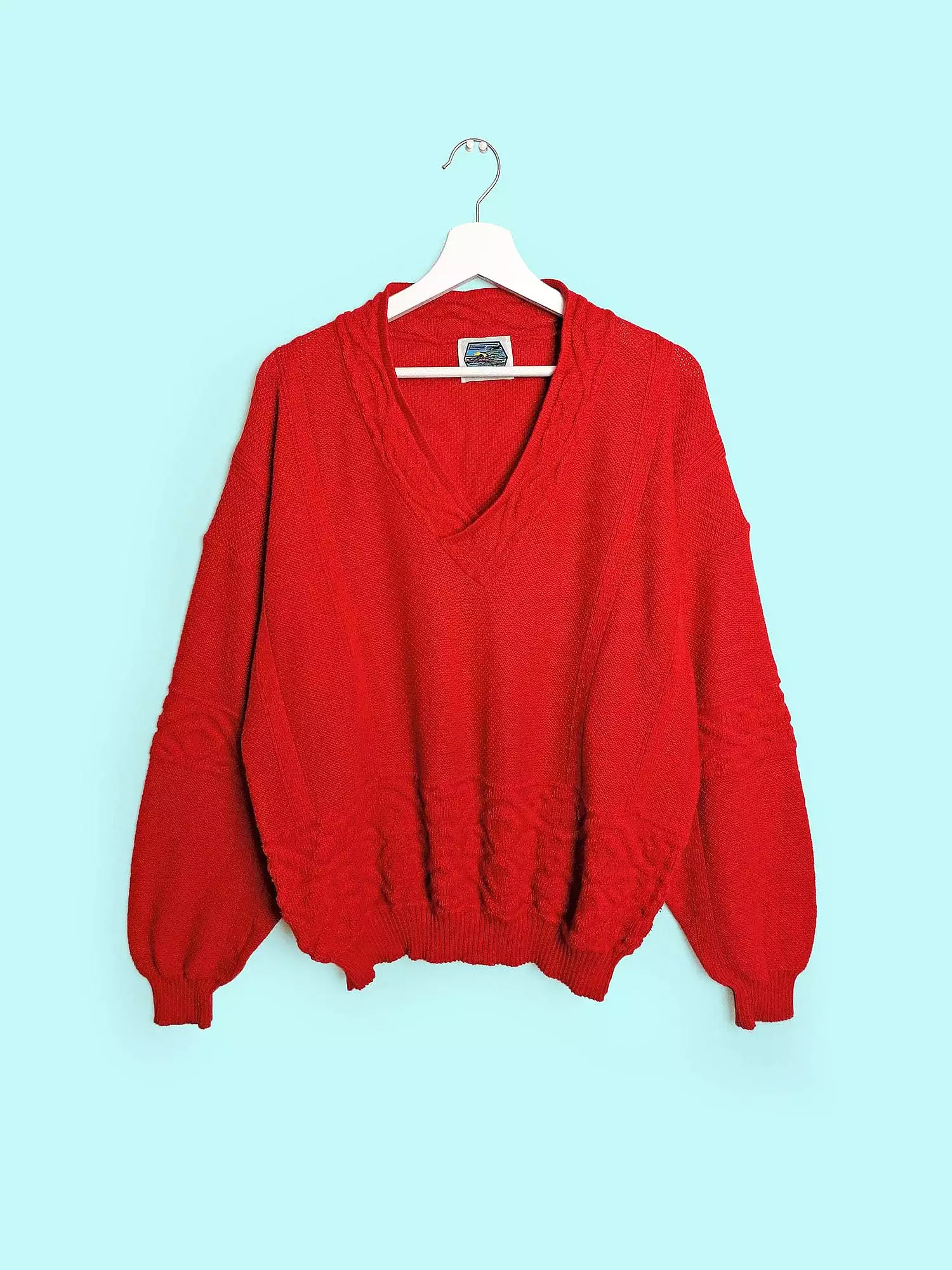 80s Retro V-neck Sweater - Red | Shop Now