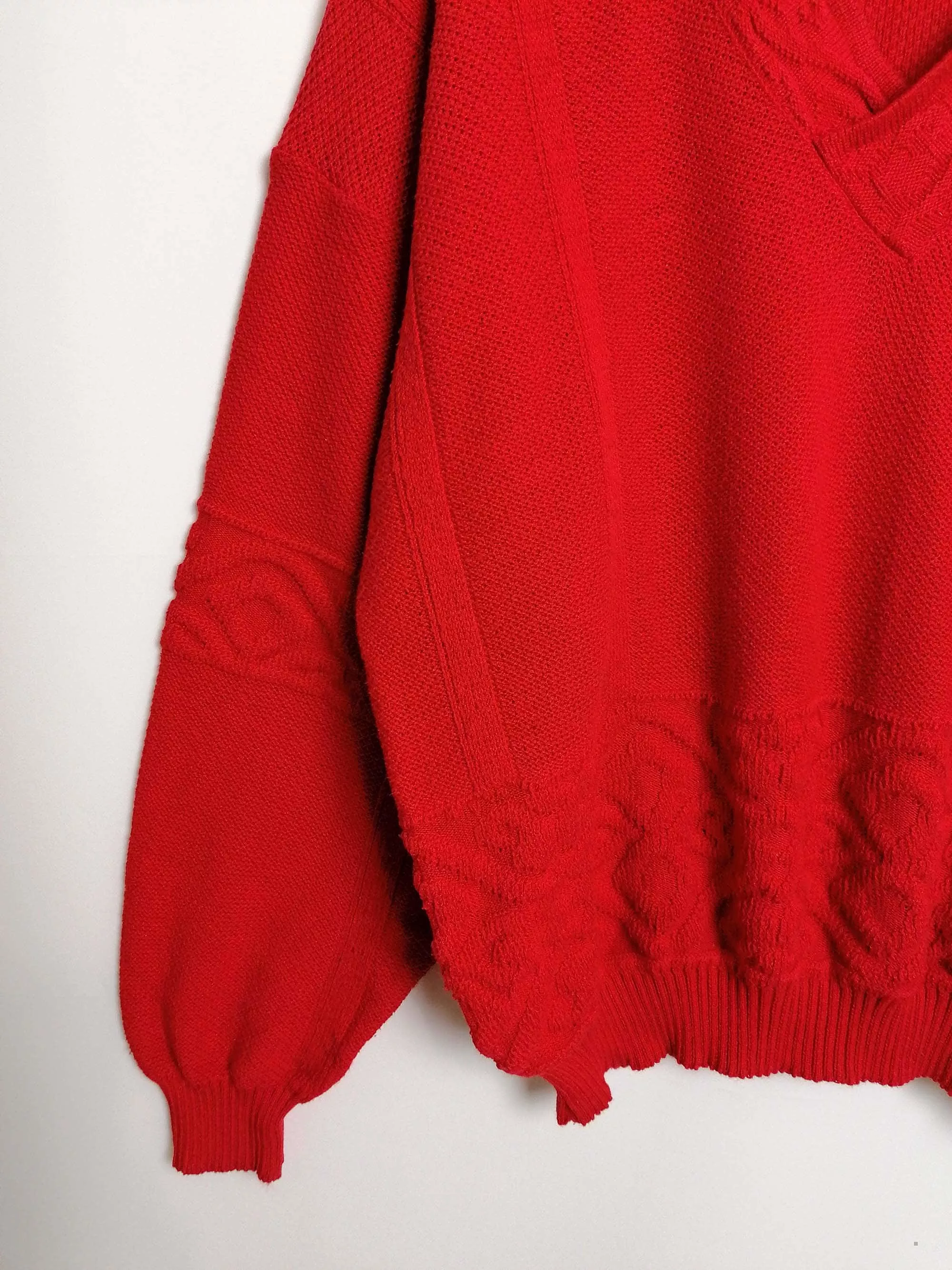 80s Retro V-neck Sweater - Red | Shop Now