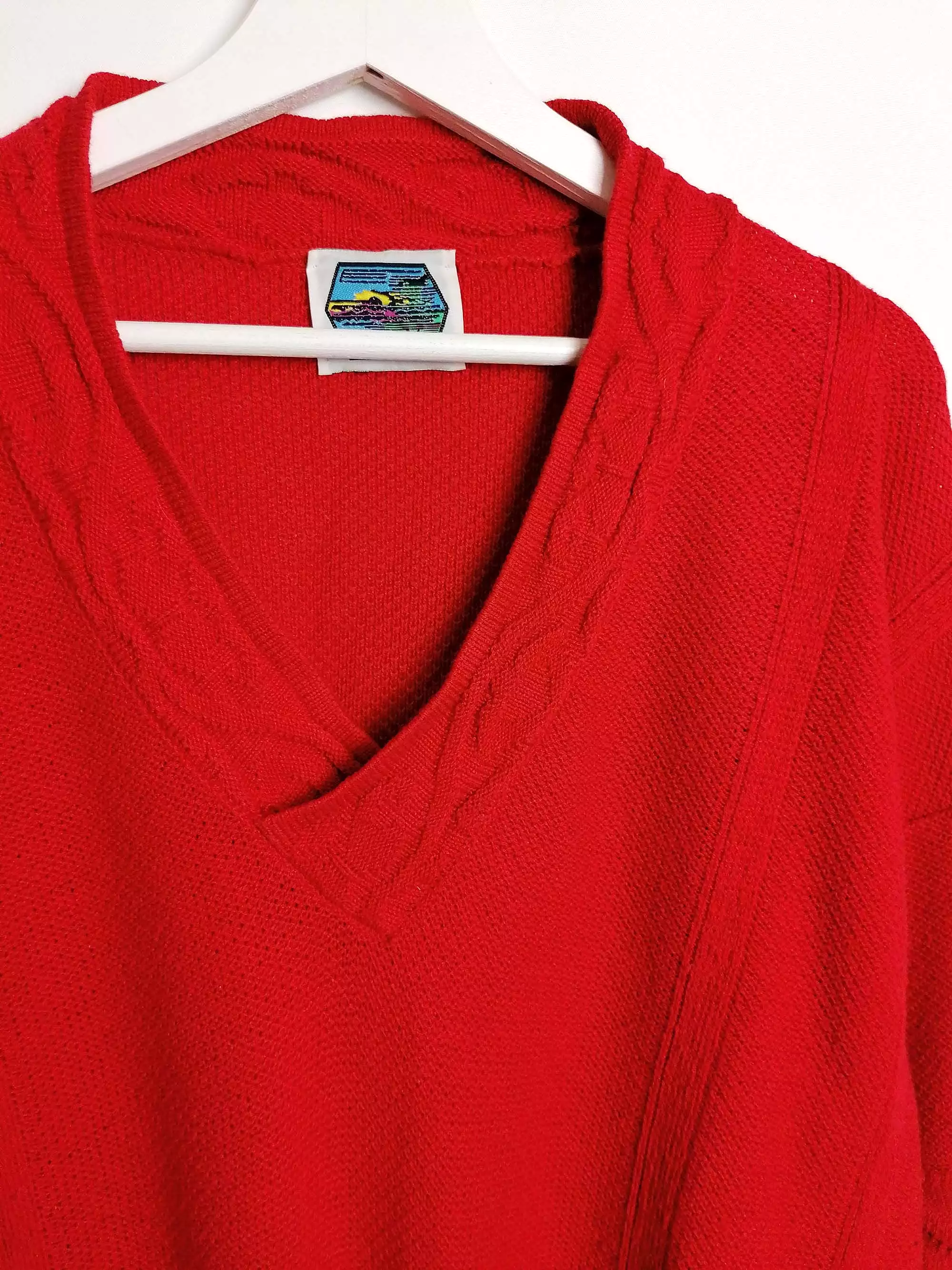 80s Retro V-neck Sweater - Red | Shop Now