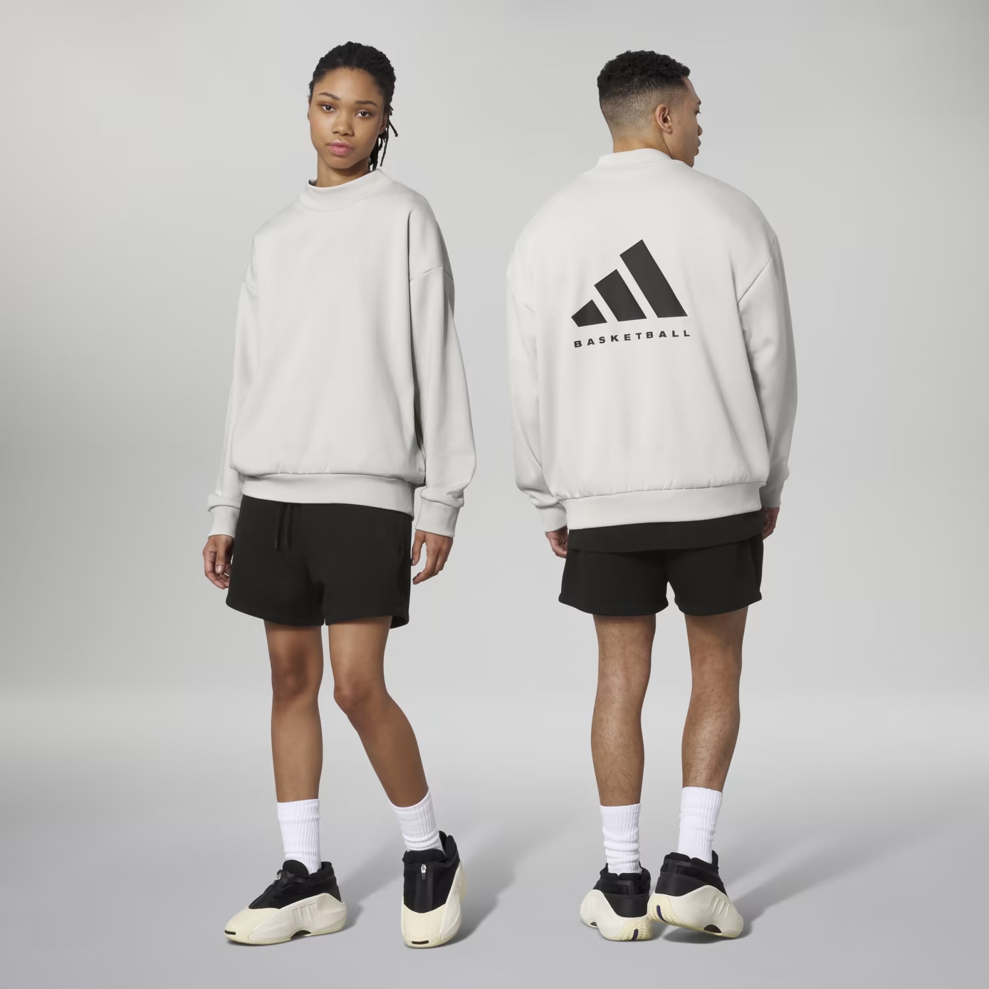 Adidas Basketball 001 Crew Neck Sweat, Talc - Shop Now