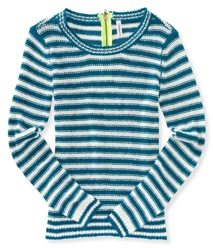 Aeropostale Striped Zip Back Knit Sweater