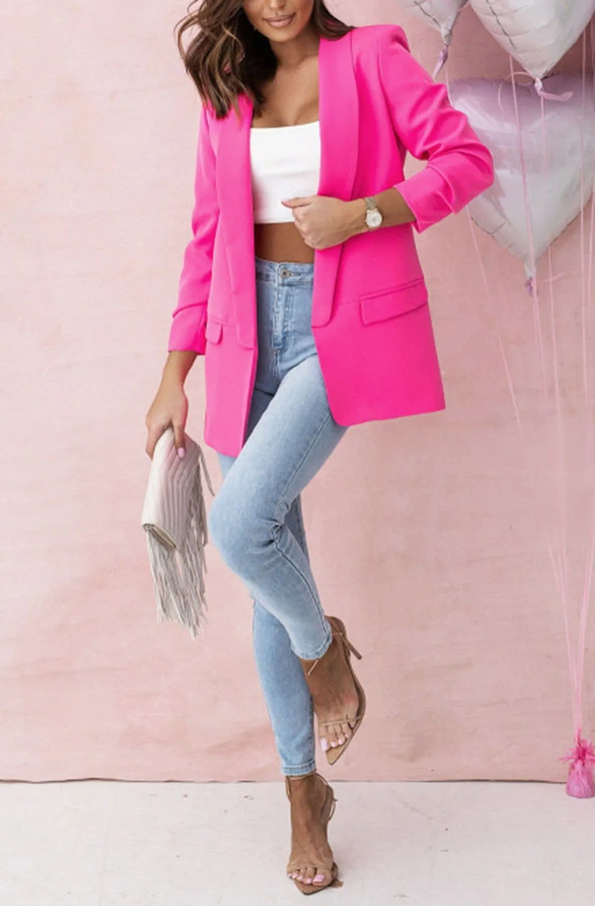 Stone Oversized Carerra Blazer Jacket