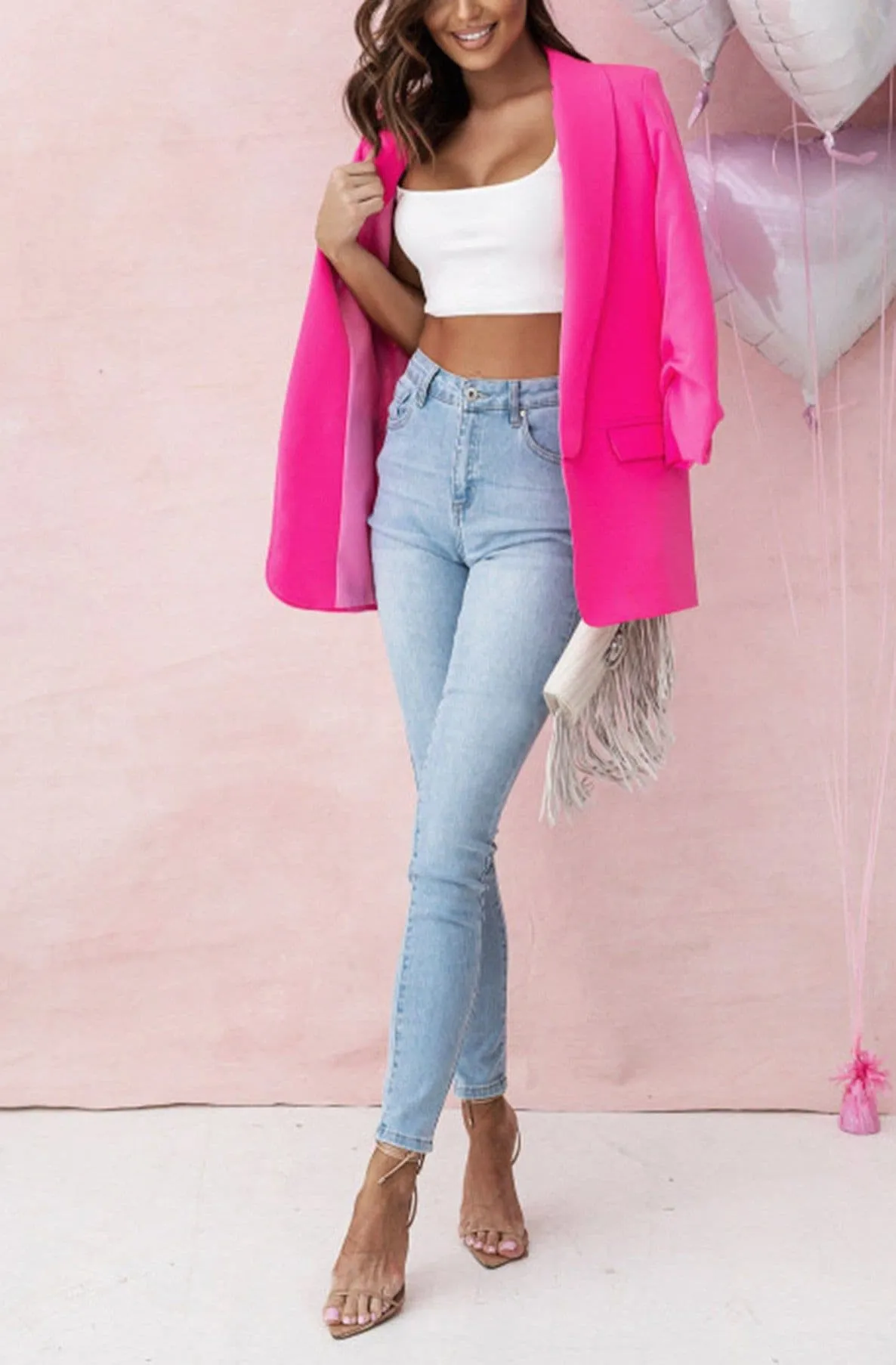 Stone Oversized Carerra Blazer Jacket