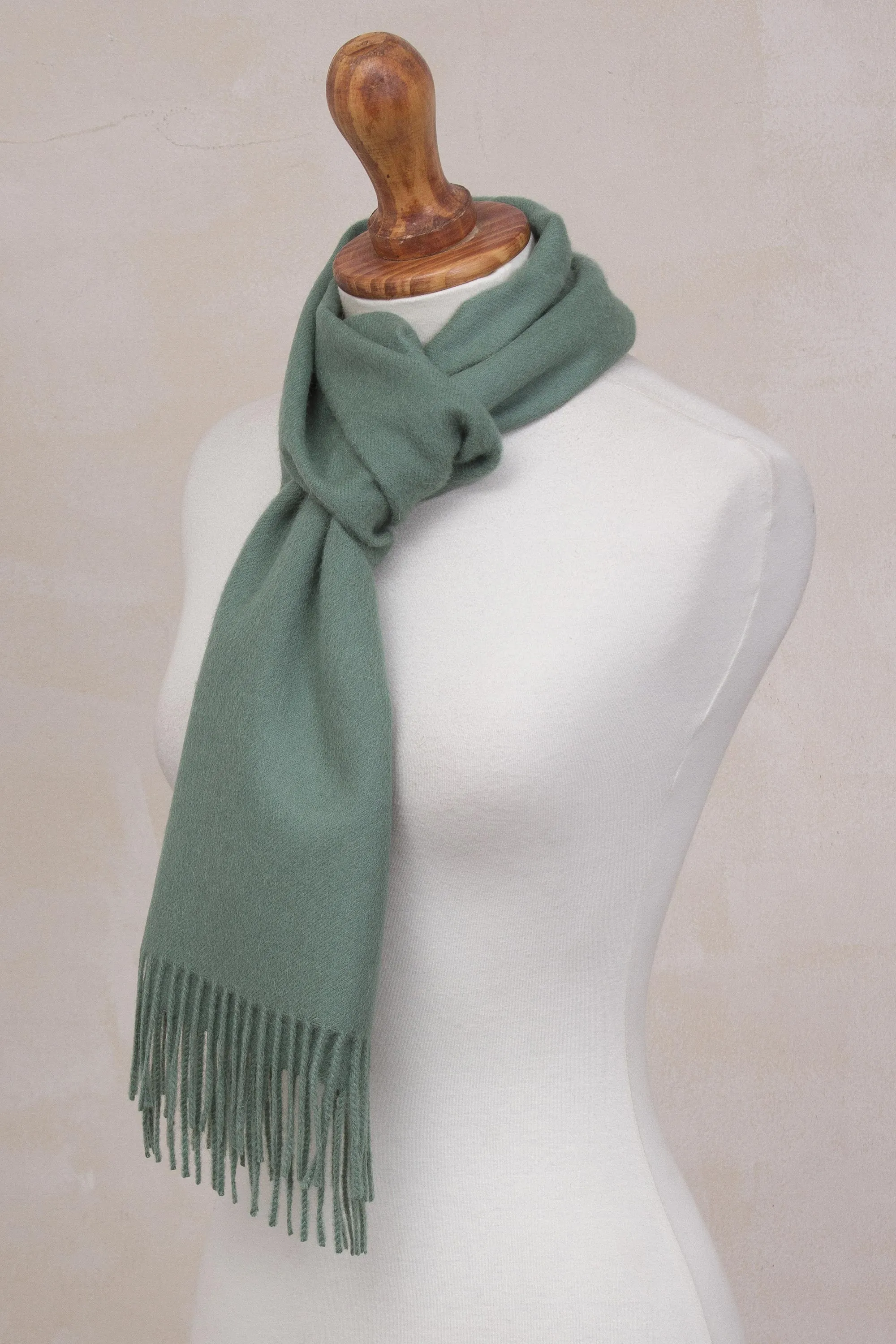 Baby Alpaca Scarf - 100% Celadon Green | Shop Now