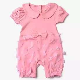 Baby Girl Cotton Knit Romper - Light Pink