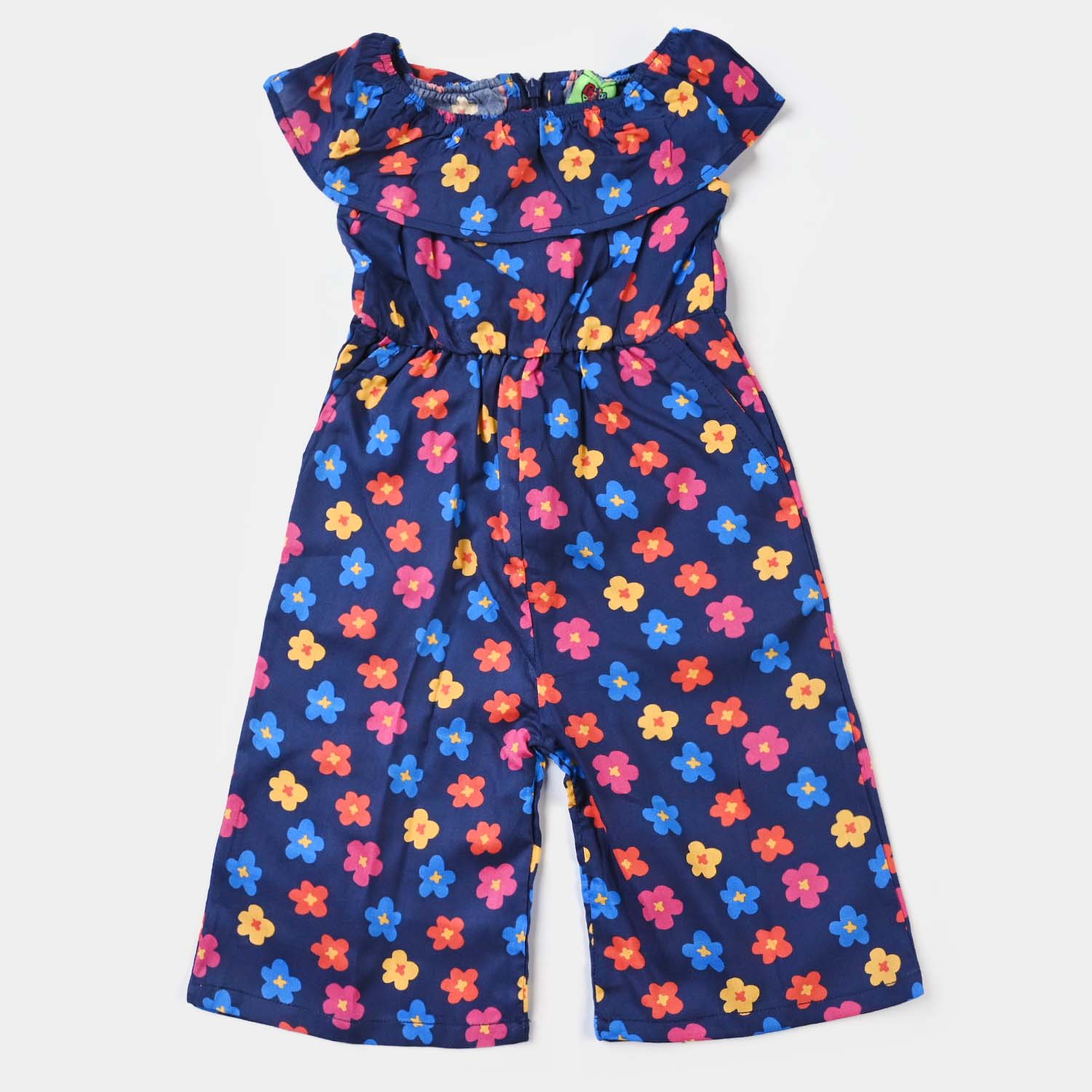 Baby Girls Blue Viscose Jumpsuit