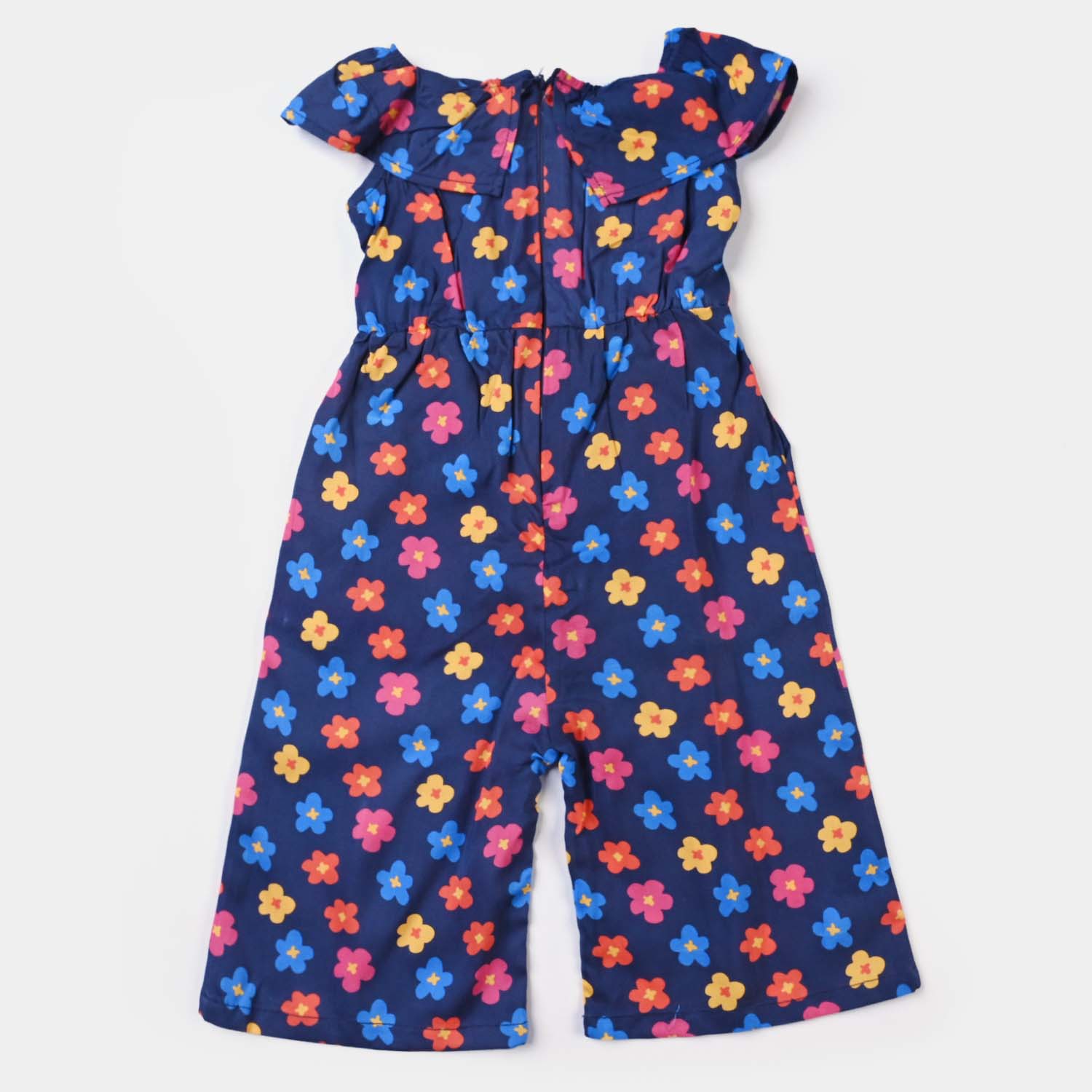 Baby Girls Blue Viscose Jumpsuit