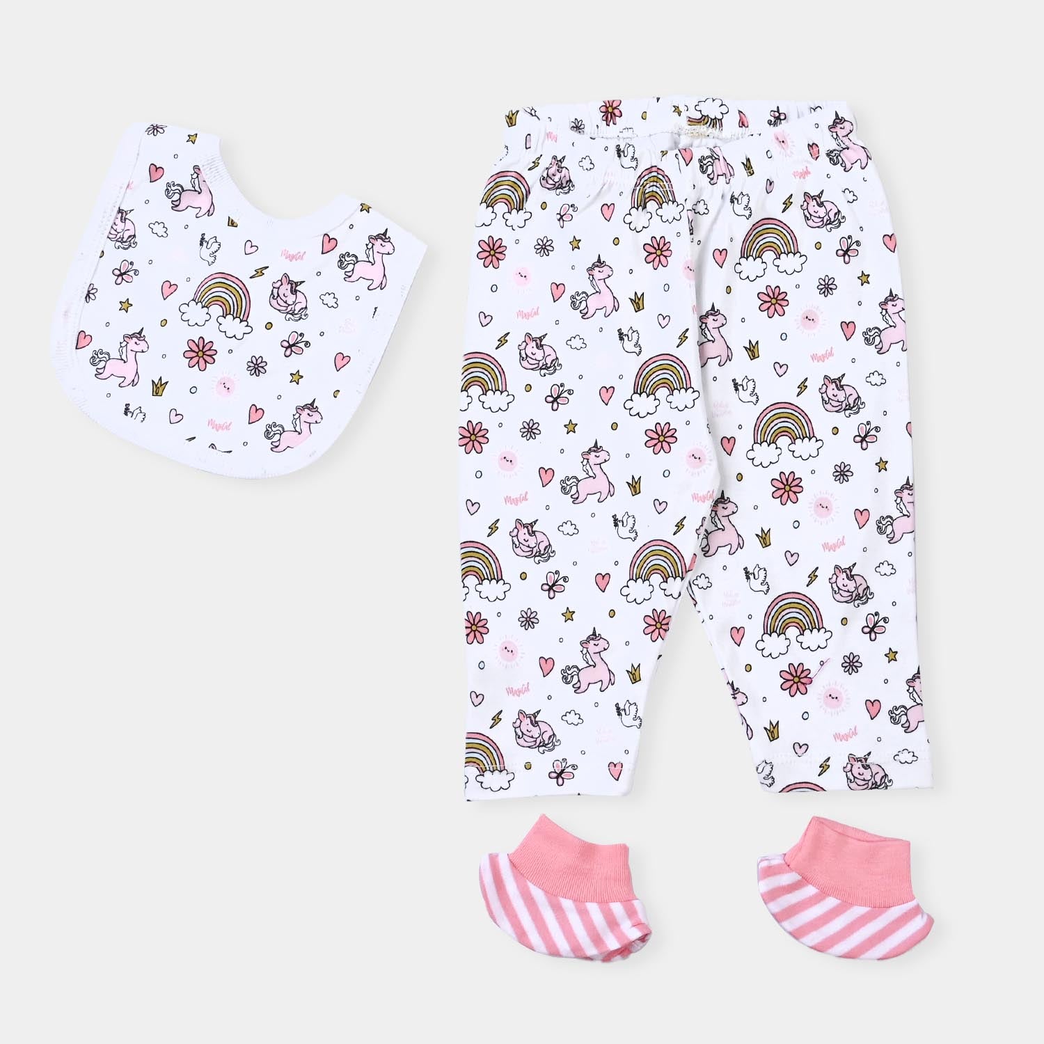 Baby Girls Cotton Poplin 6 Piece Set (Romper/Cap/Bib/Sock/Wash Cloth/Pajama) - Mix