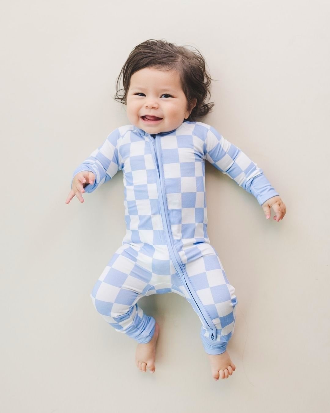 Bamboo Blue Checkered Romper