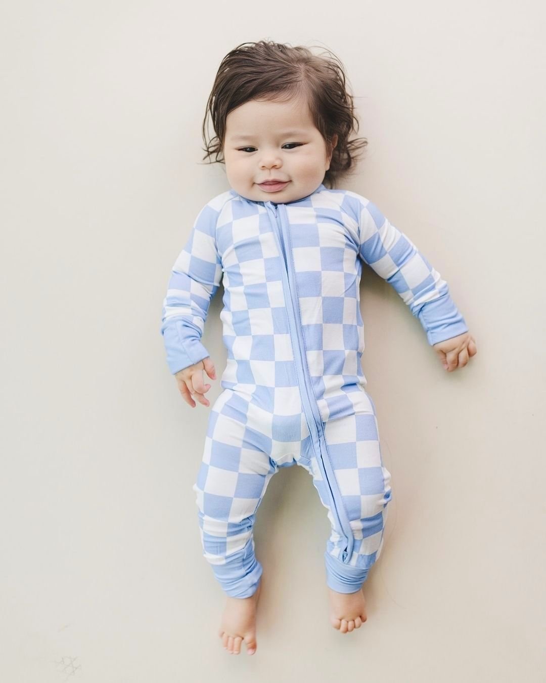 Bamboo Blue Checkered Romper