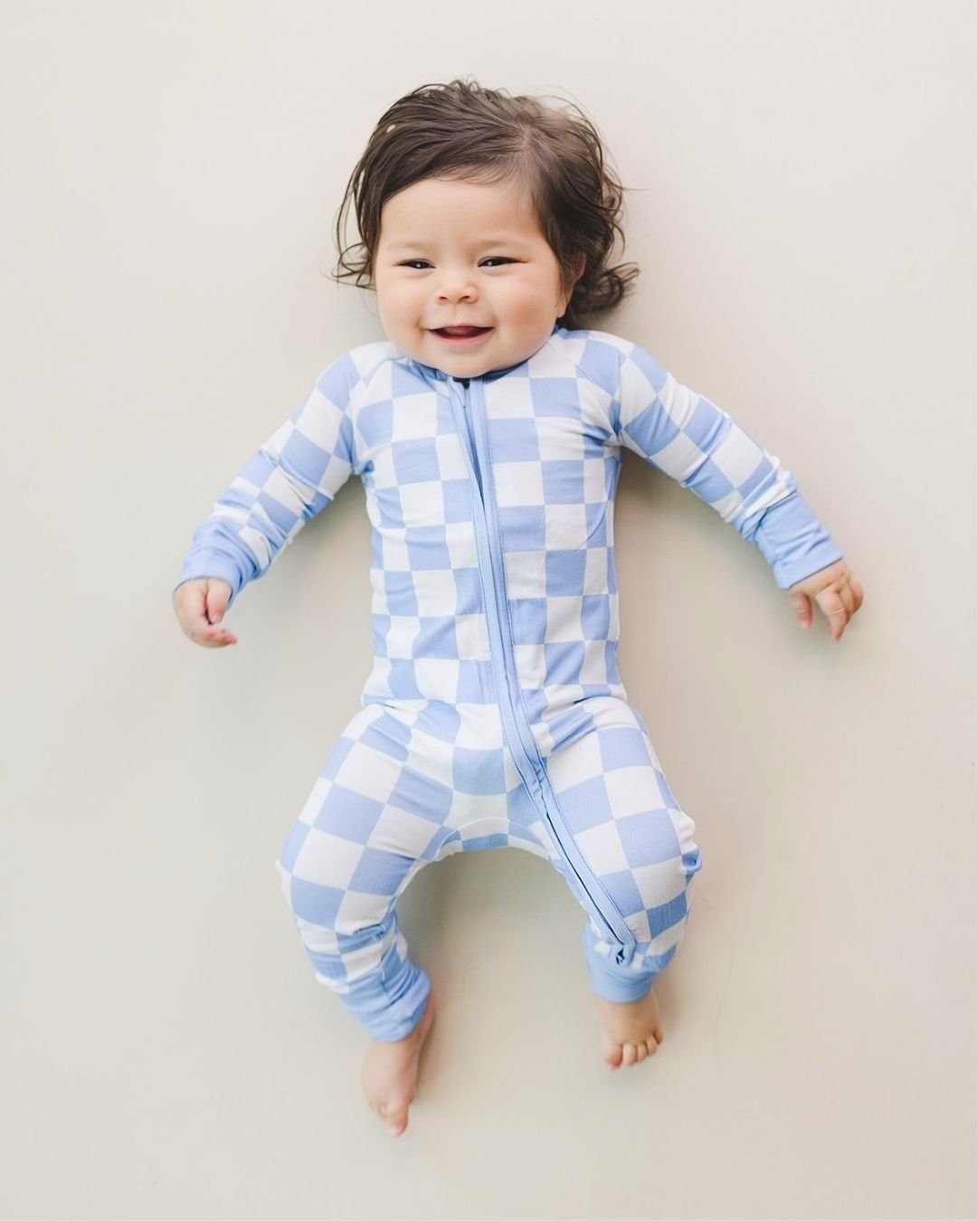 Bamboo Blue Checkered Romper