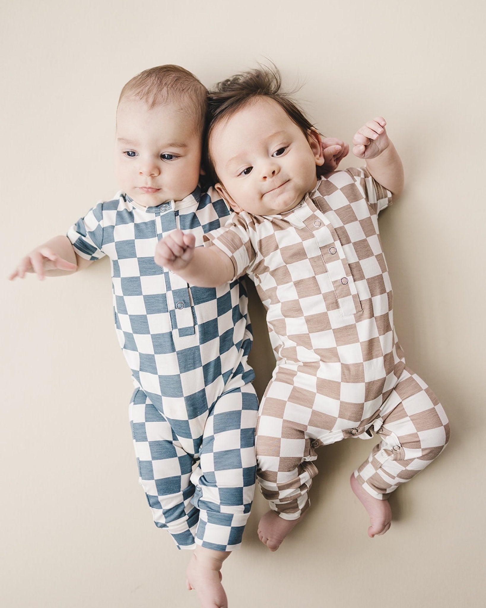 Bamboo Checkered Jumpsuit Latte for sale