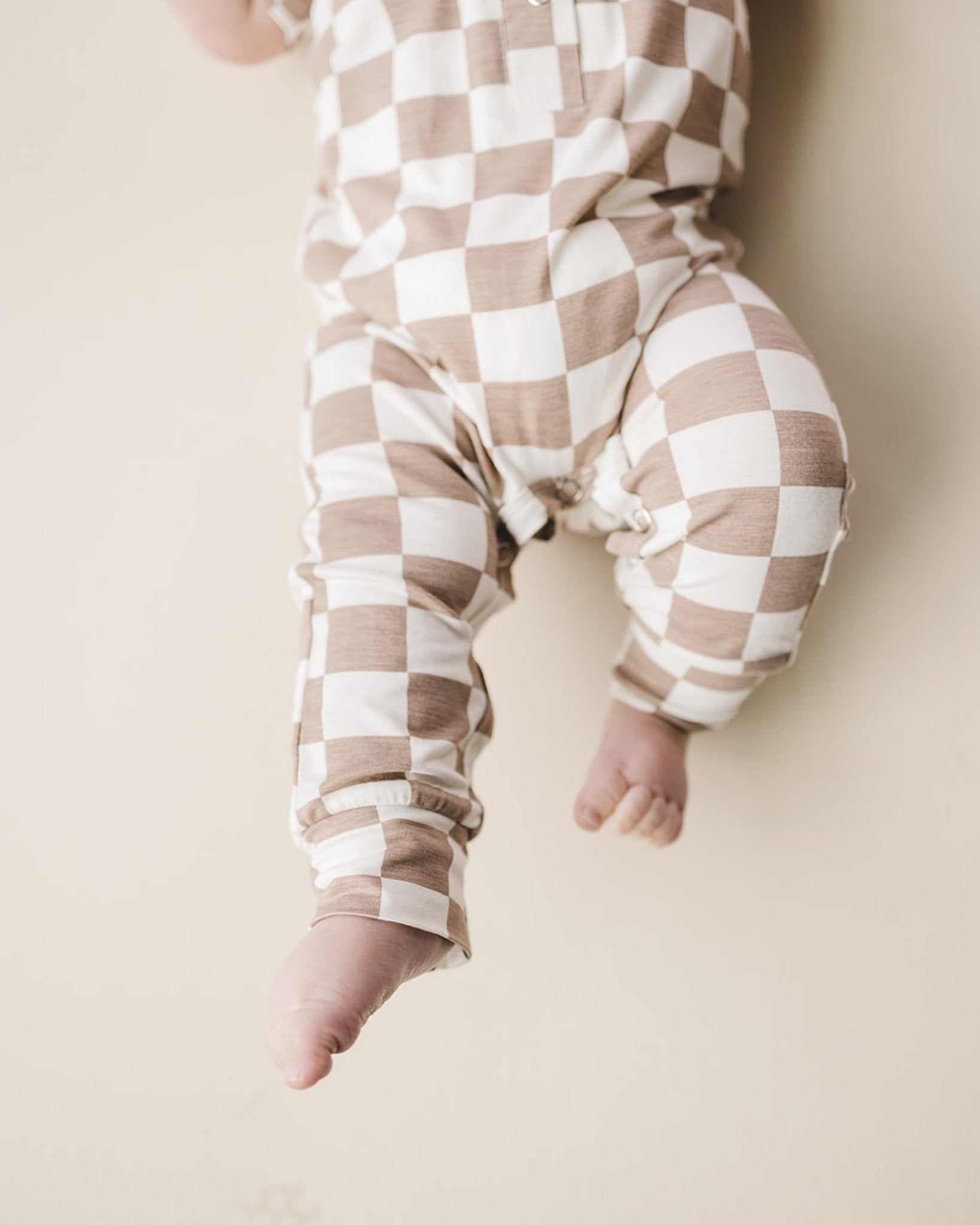 Bamboo Checkered Jumpsuit Latte for sale