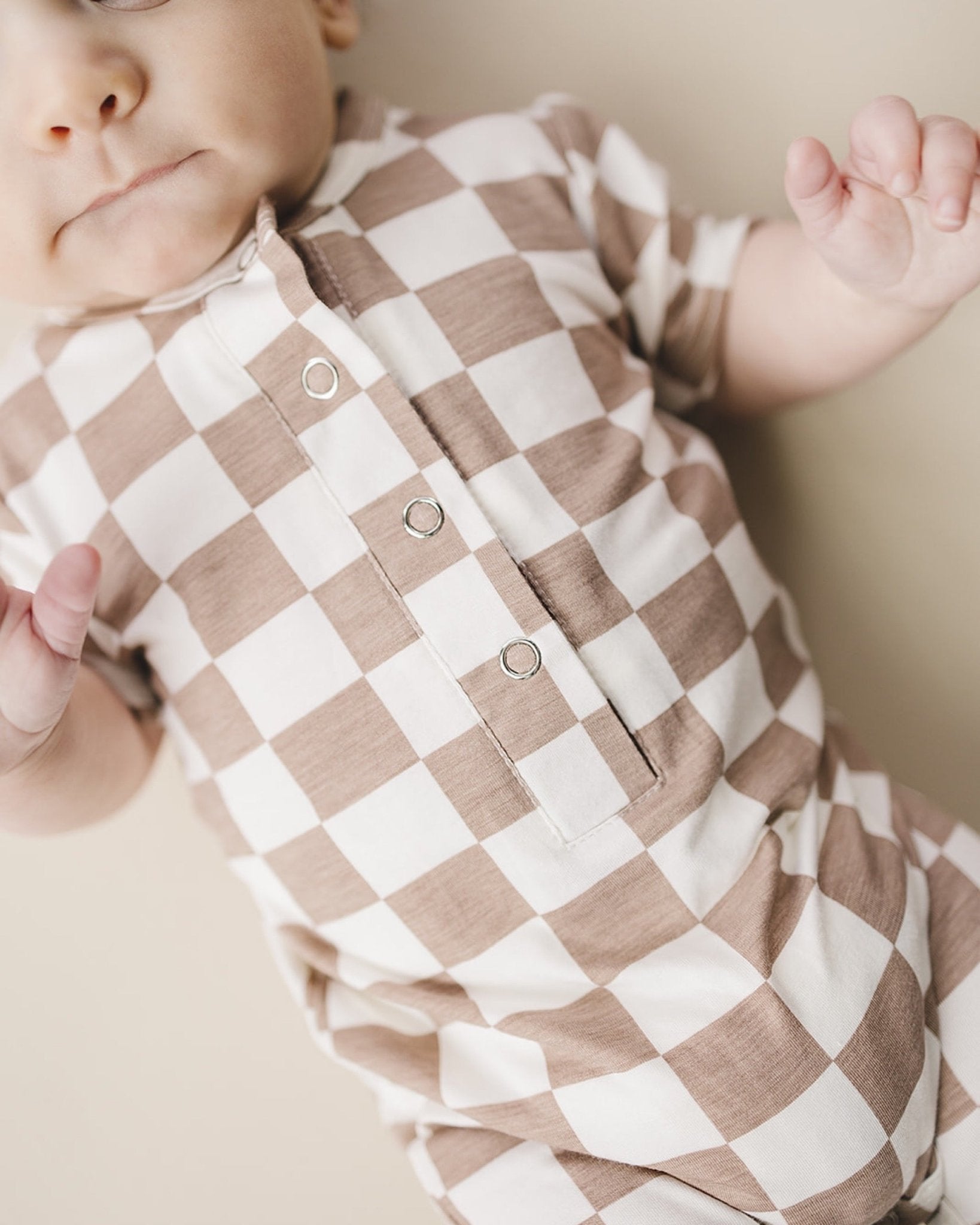 Bamboo Checkered Jumpsuit Latte for sale