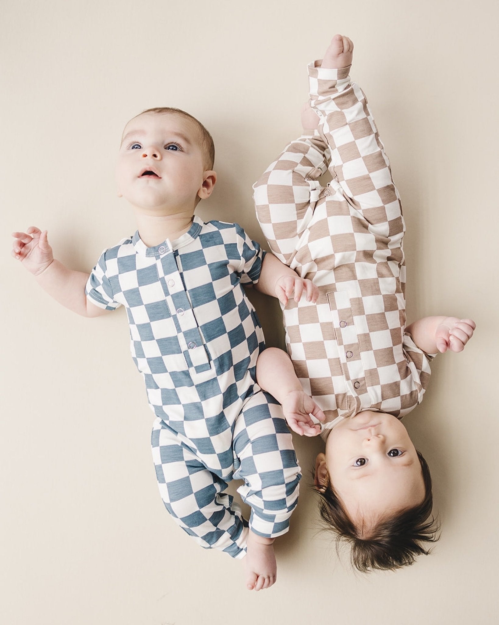 Bamboo Checkered Jumpsuit Latte for sale