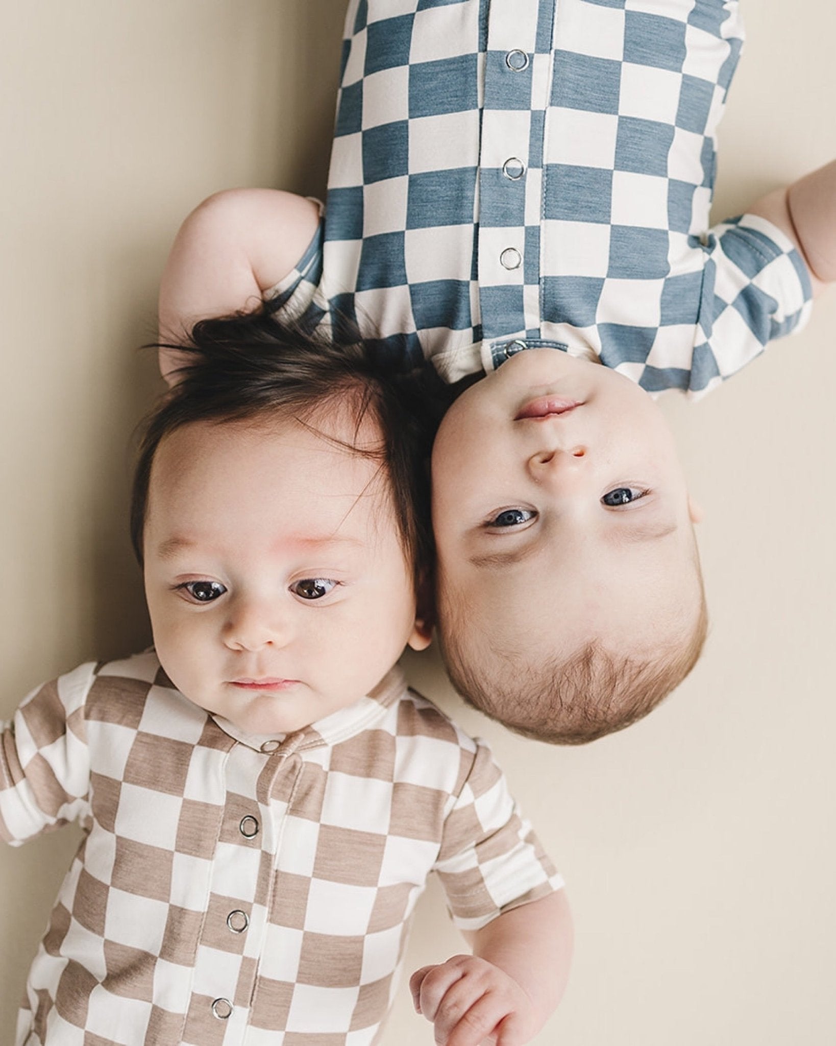 Bamboo Checkered Jumpsuit Latte for sale