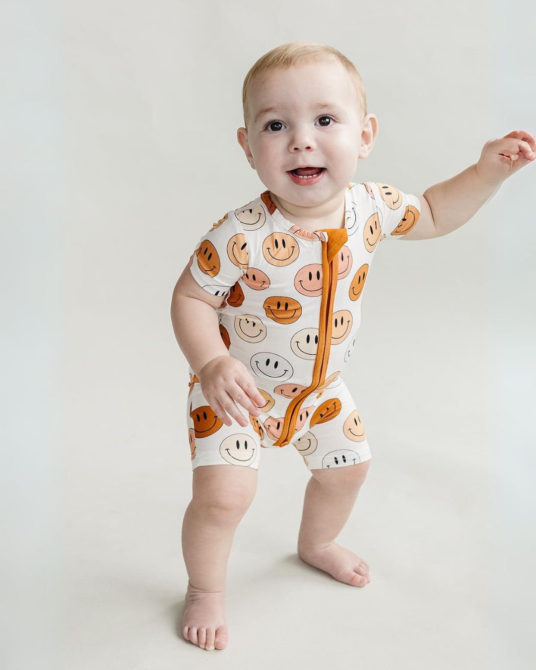 Bamboo Romper - Copper - Smiley