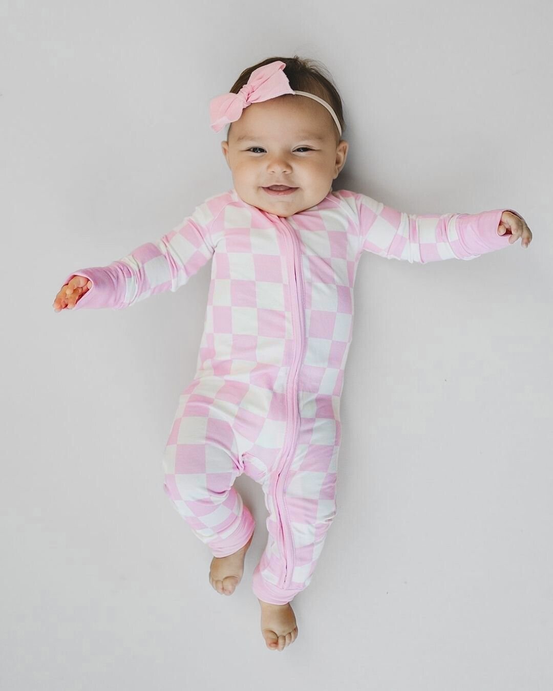 Bamboo Romper Pink Checkered