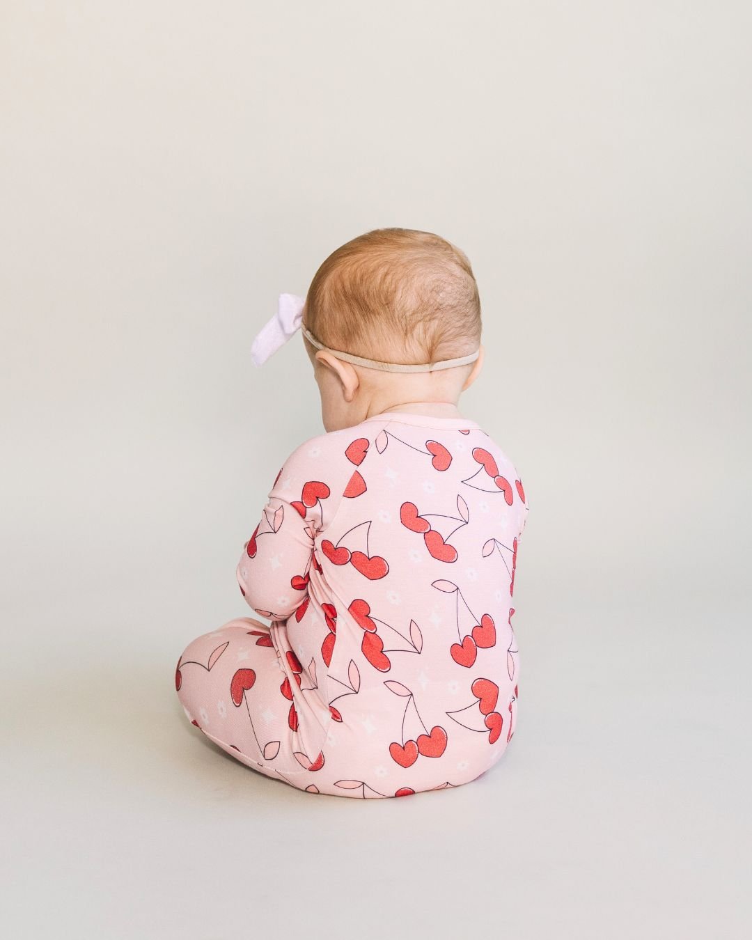 Bamboo Romper with Cherry Heart | Zipper Closure