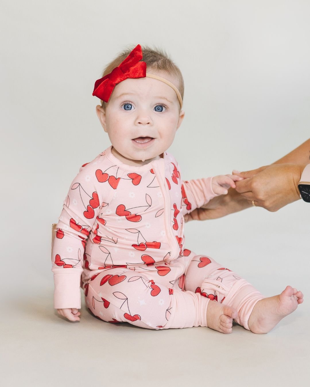 Bamboo Romper with Cherry Heart | Zipper Closure