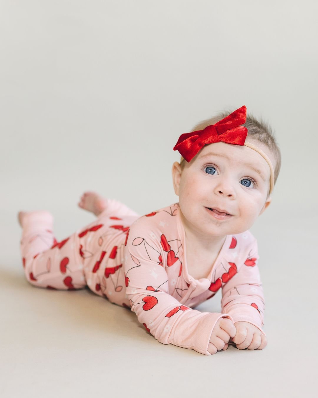 Bamboo Romper with Cherry Heart | Zipper Closure