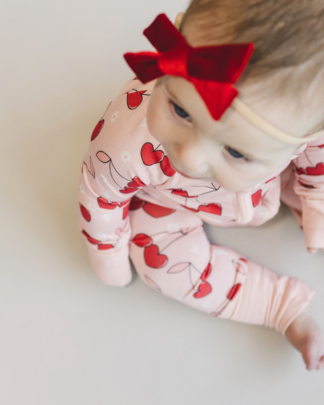 Bamboo Romper with Cherry Heart | Zipper Closure