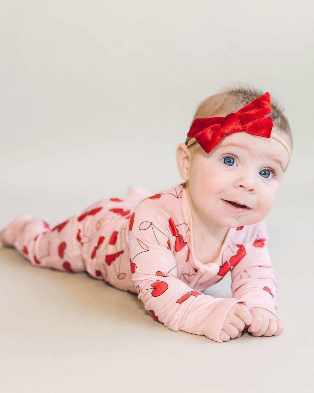 Bamboo Romper with Cherry Heart | Zipper Closure