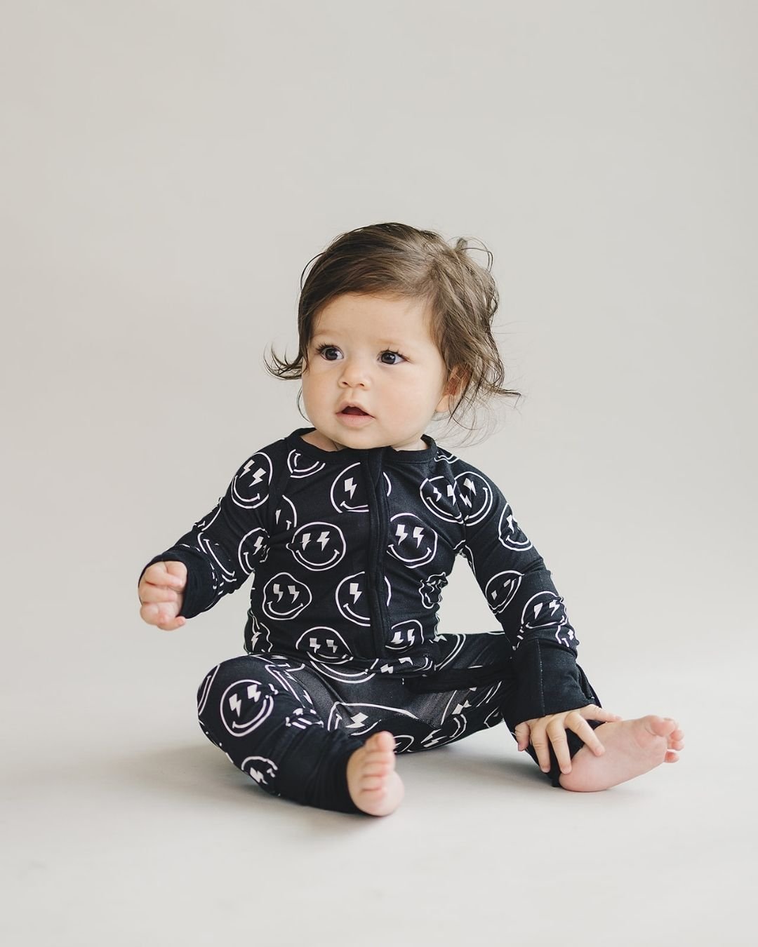 Bamboo Zip Romper | Electric Smiley - Eco-Friendly and Vibrant