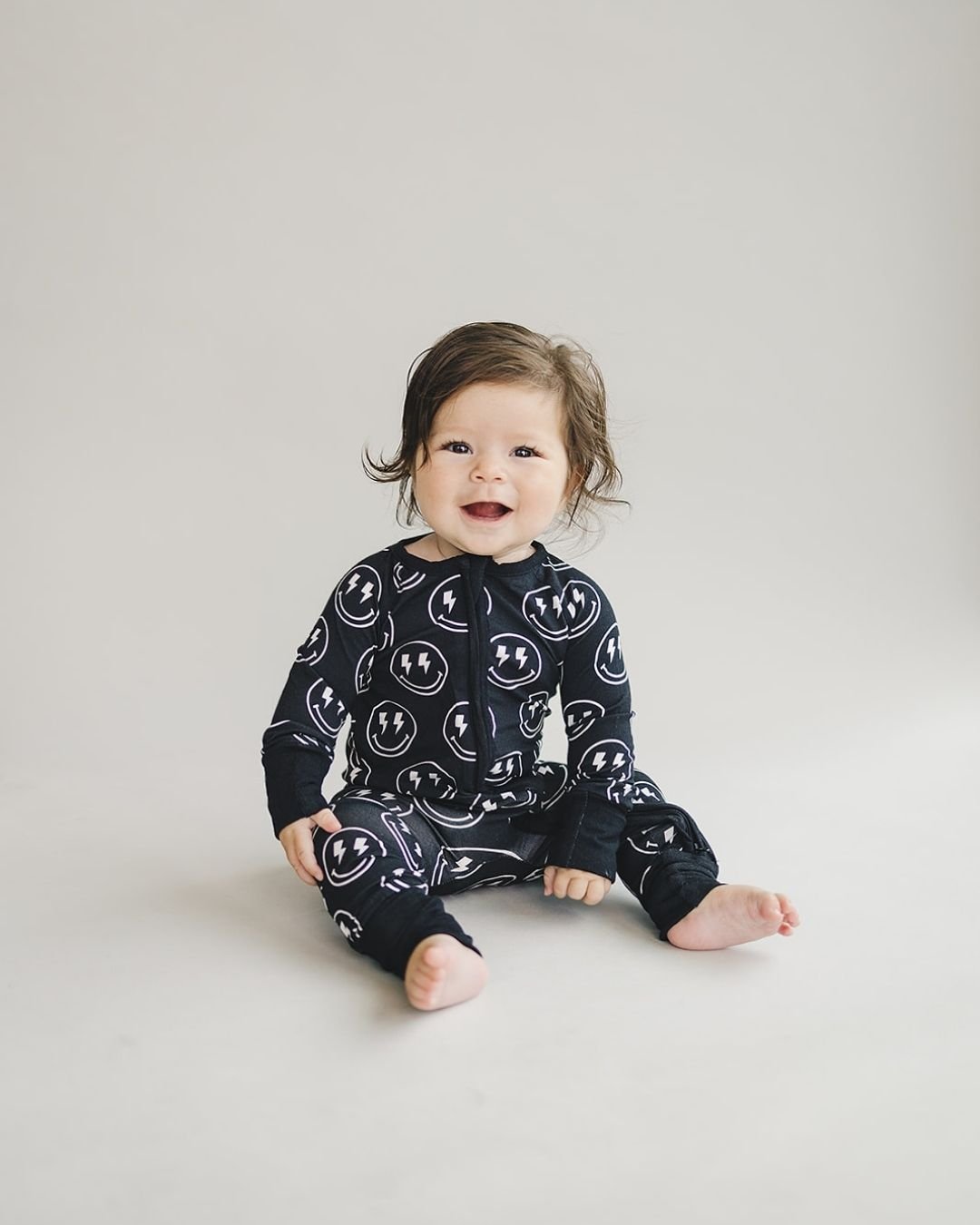 Bamboo Zip Romper | Electric Smiley - Eco-Friendly and Vibrant