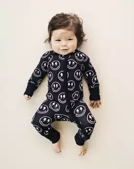 Bamboo Zip Romper | Electric Smiley - Eco-Friendly and Vibrant