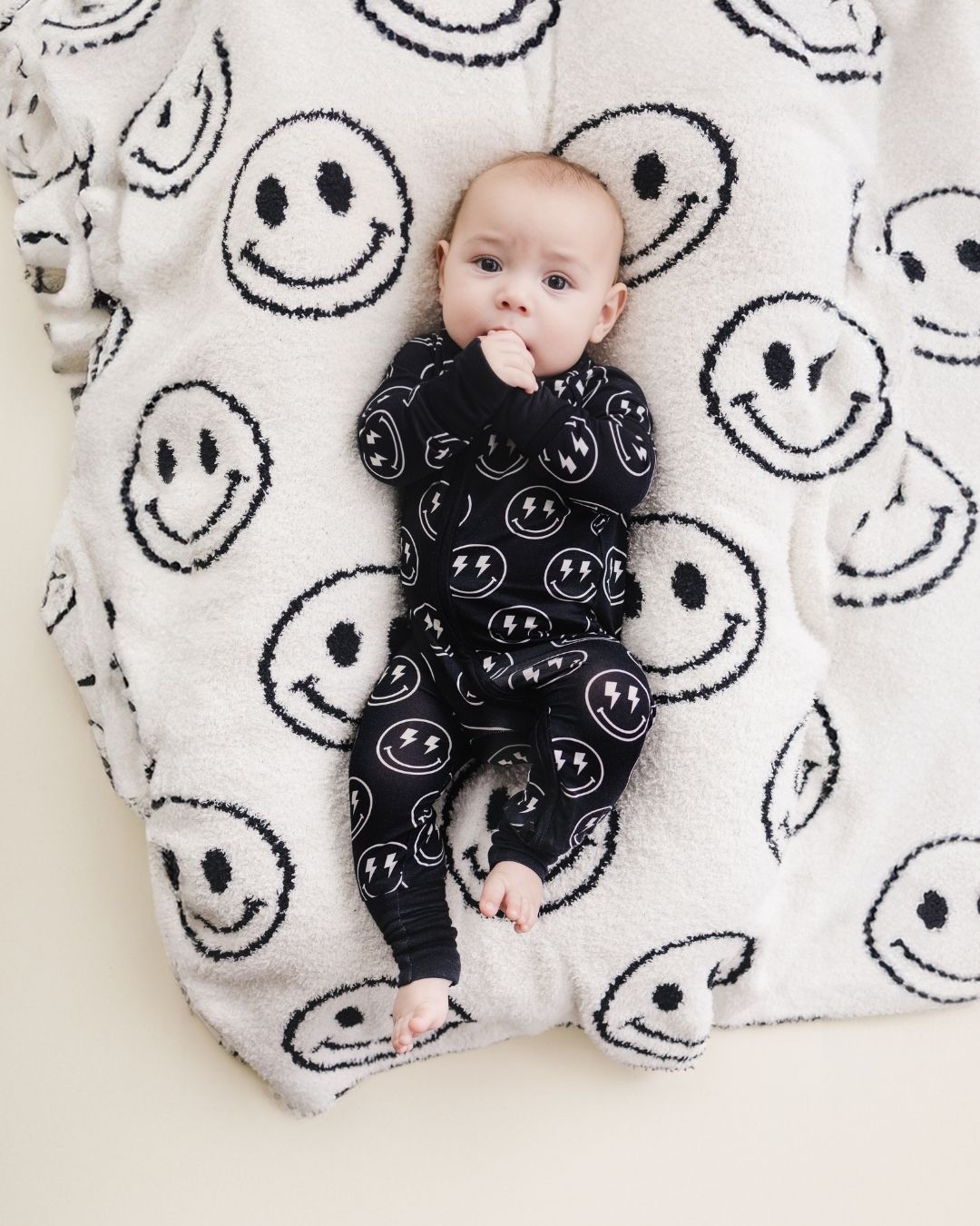 Bamboo Zip Romper | Electric Smiley - Eco-Friendly and Vibrant