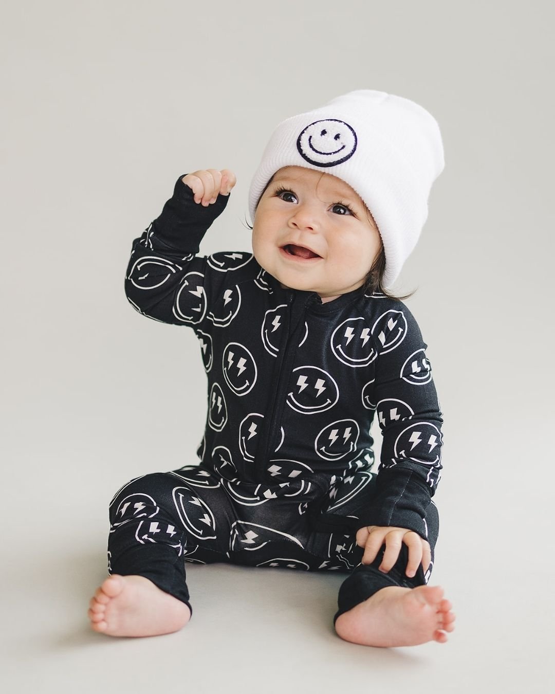 Bamboo Zip Romper | Electric Smiley - Eco-Friendly and Vibrant