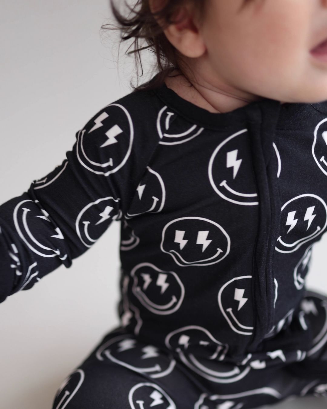 Bamboo Zip Romper | Electric Smiley - Eco-Friendly and Vibrant