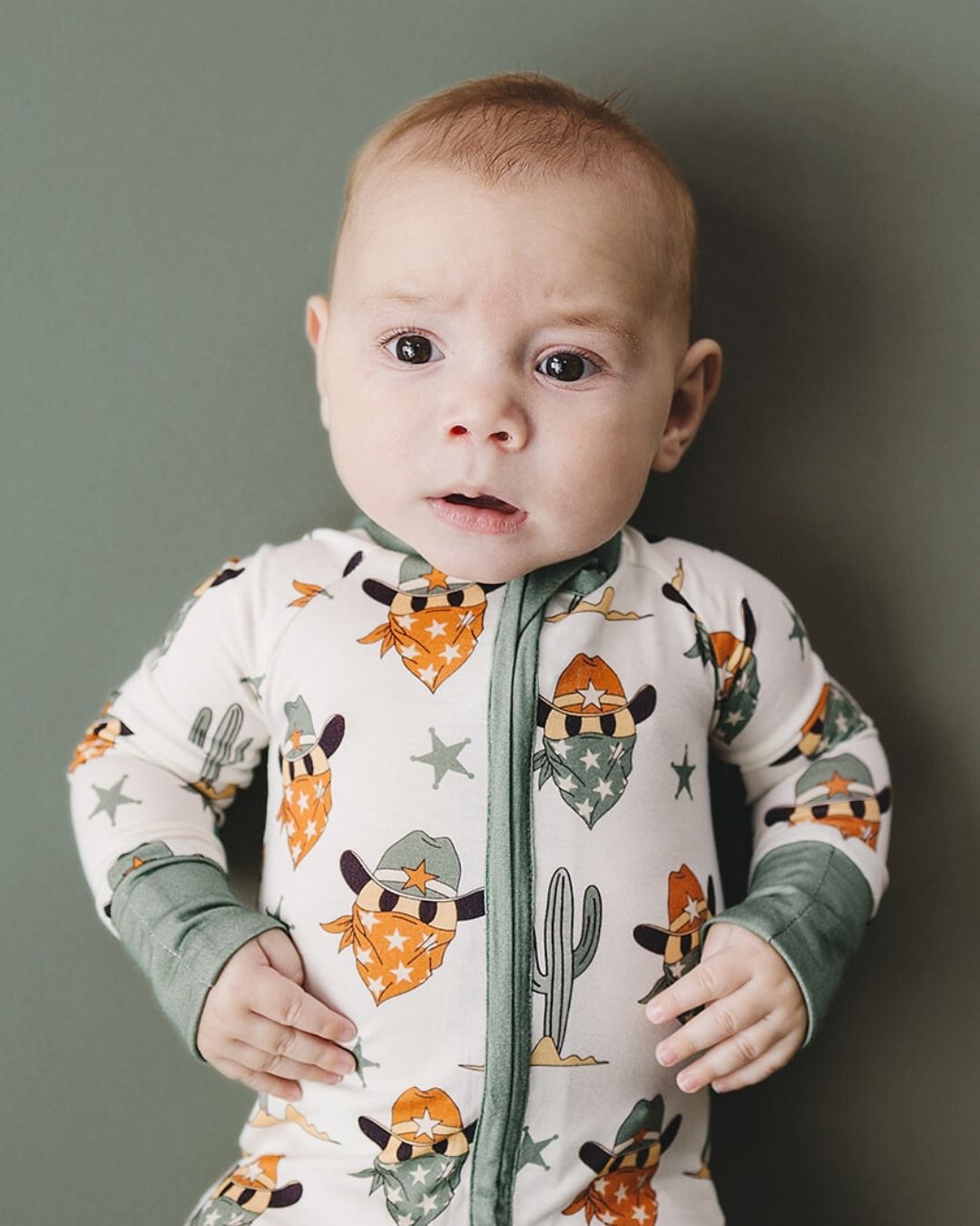 Bamboo Zip Romper | Smiley Cowboy