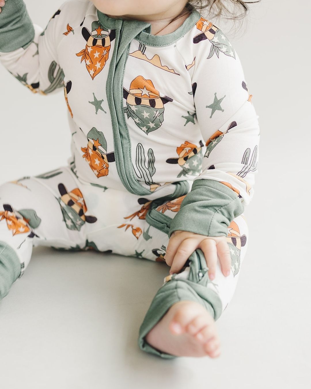 Bamboo Zip Romper | Smiley Cowboy