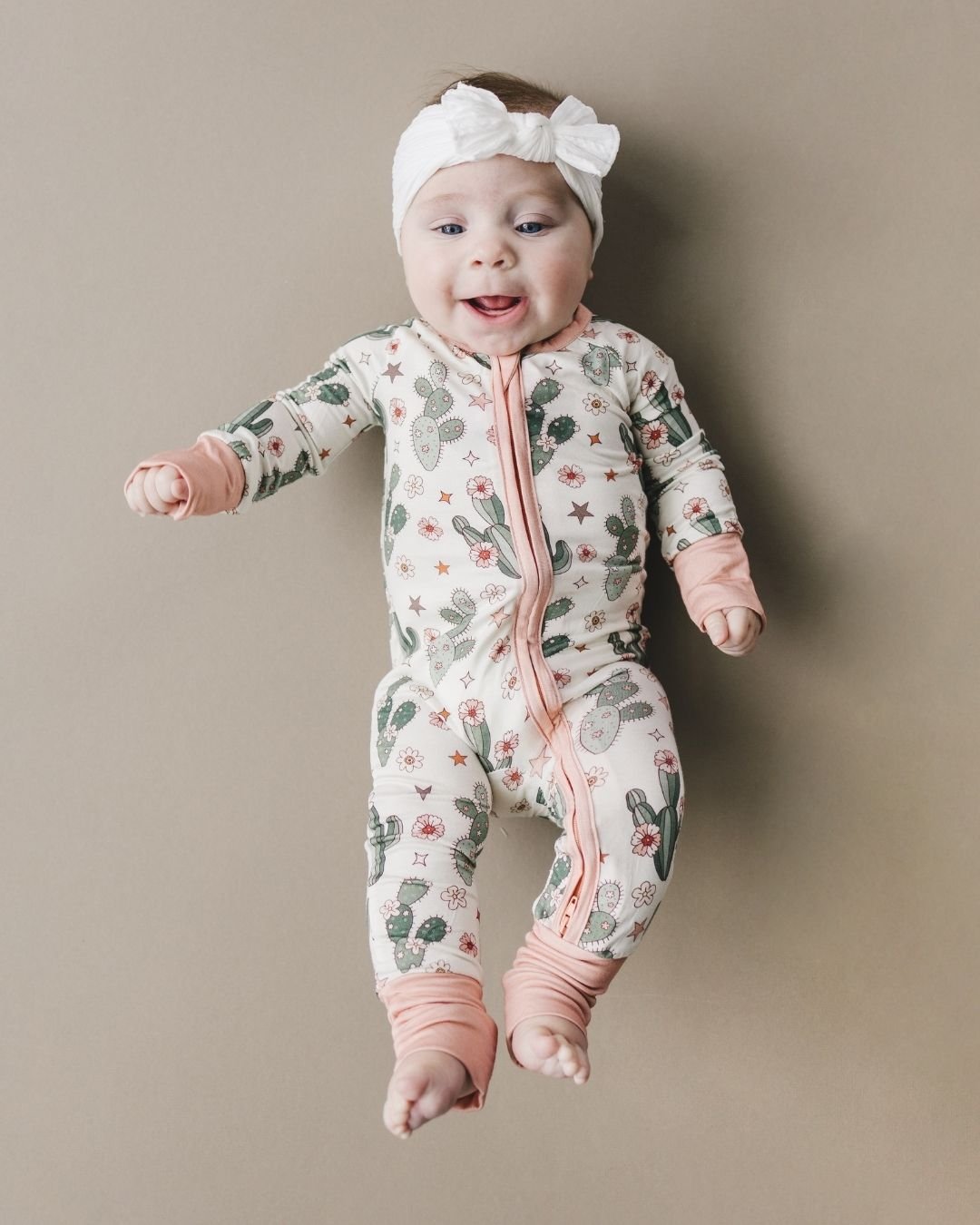 Bamboo Zip Romper for Baby | Cactus Flower