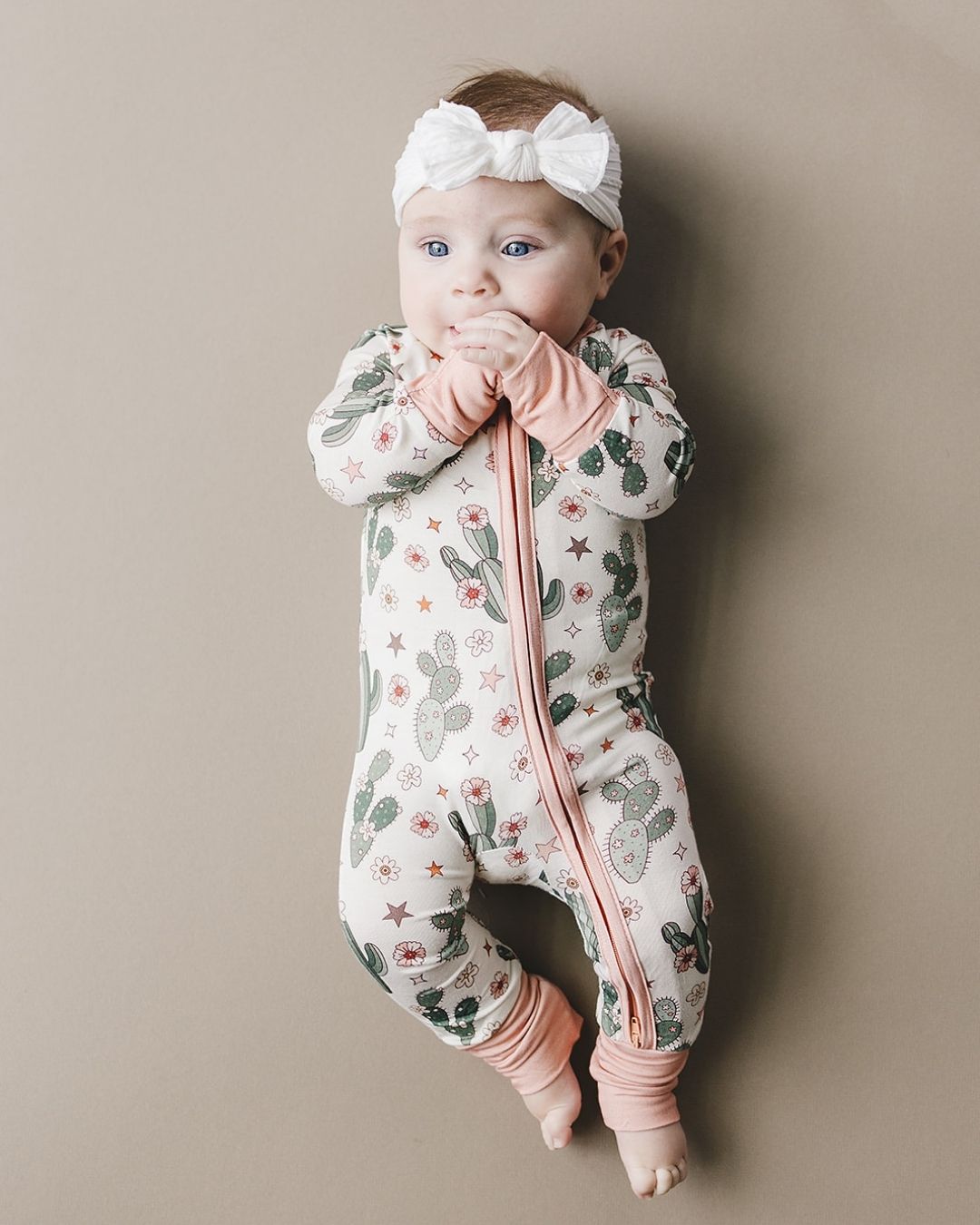 Bamboo Zip Romper for Baby | Cactus Flower