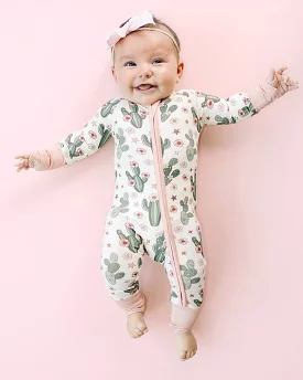 Bamboo Zip Romper for Baby | Cactus Flower