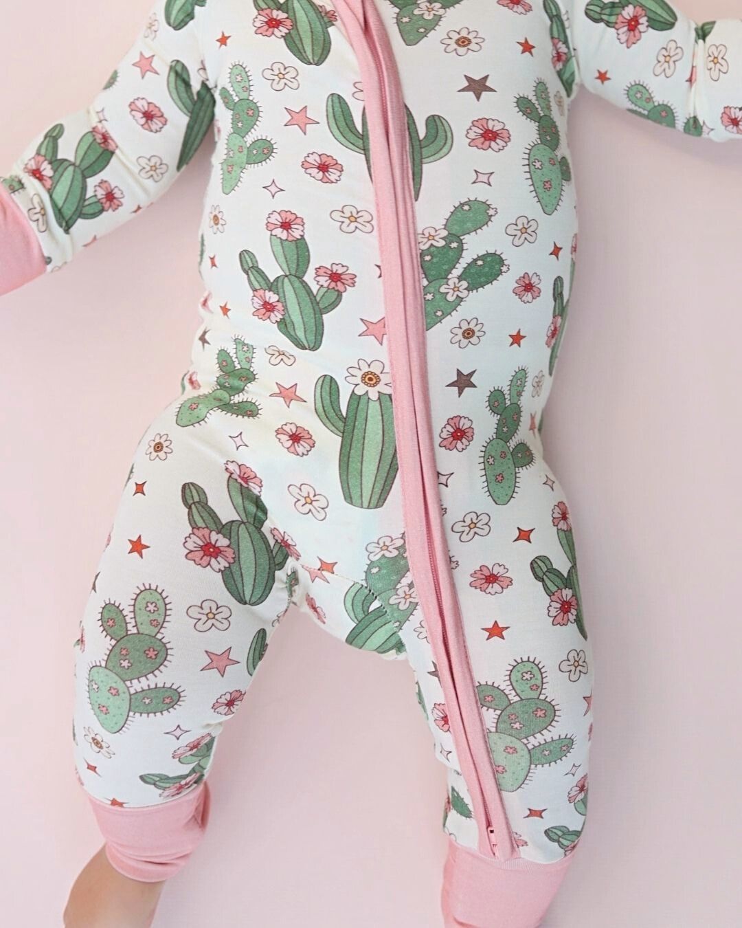 Bamboo Zip Romper for Baby | Cactus Flower