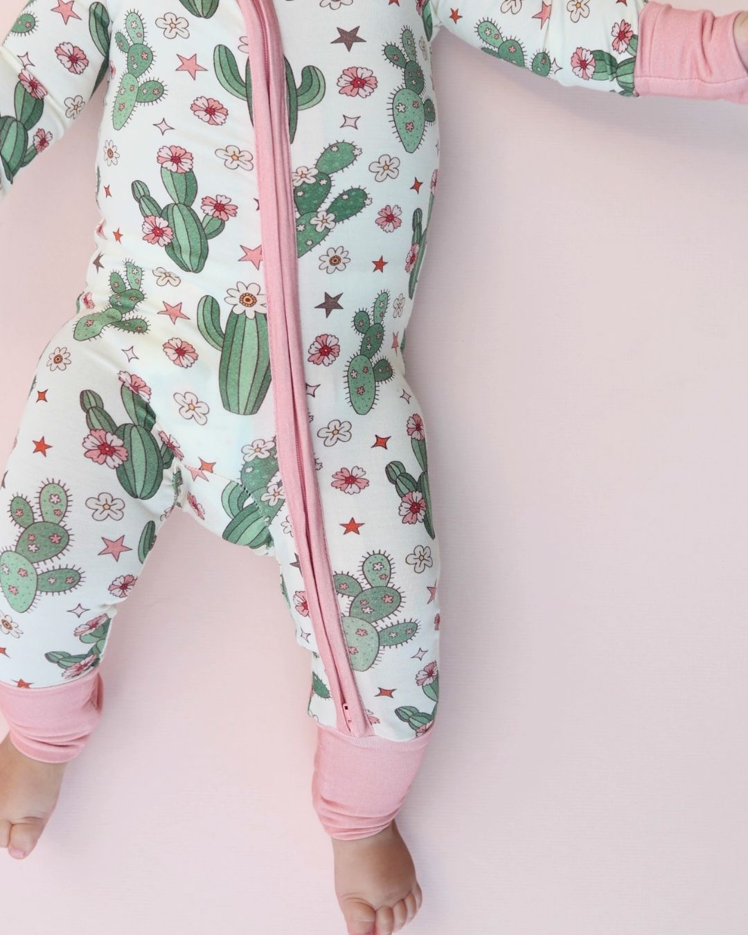 Bamboo Zip Romper for Baby | Cactus Flower