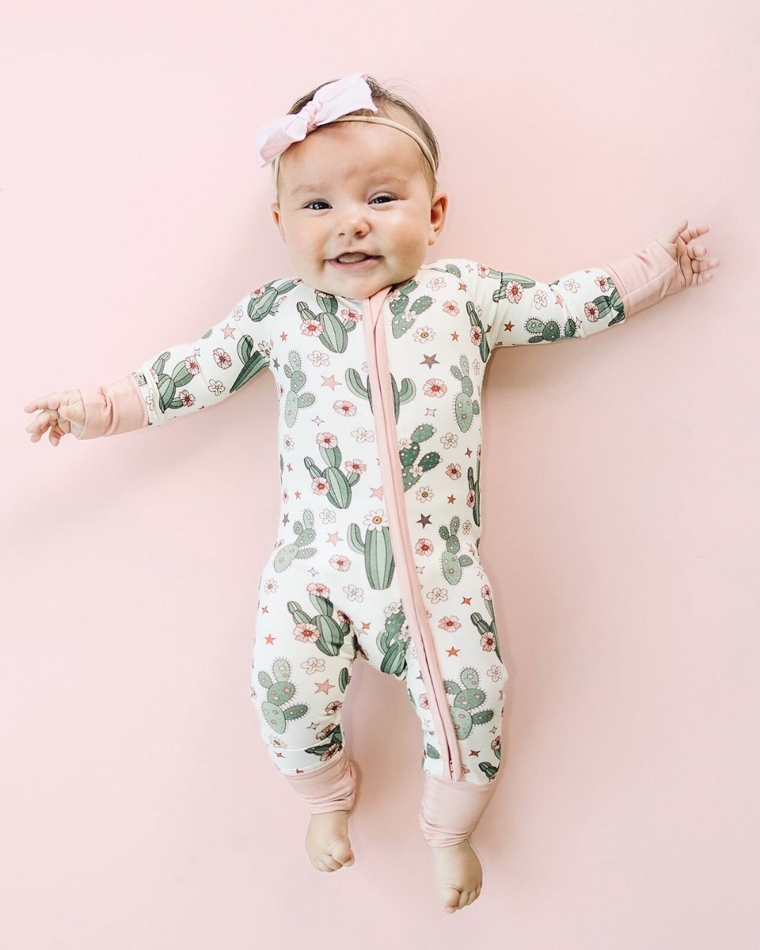 Bamboo Zip Romper for Baby | Cactus Flower