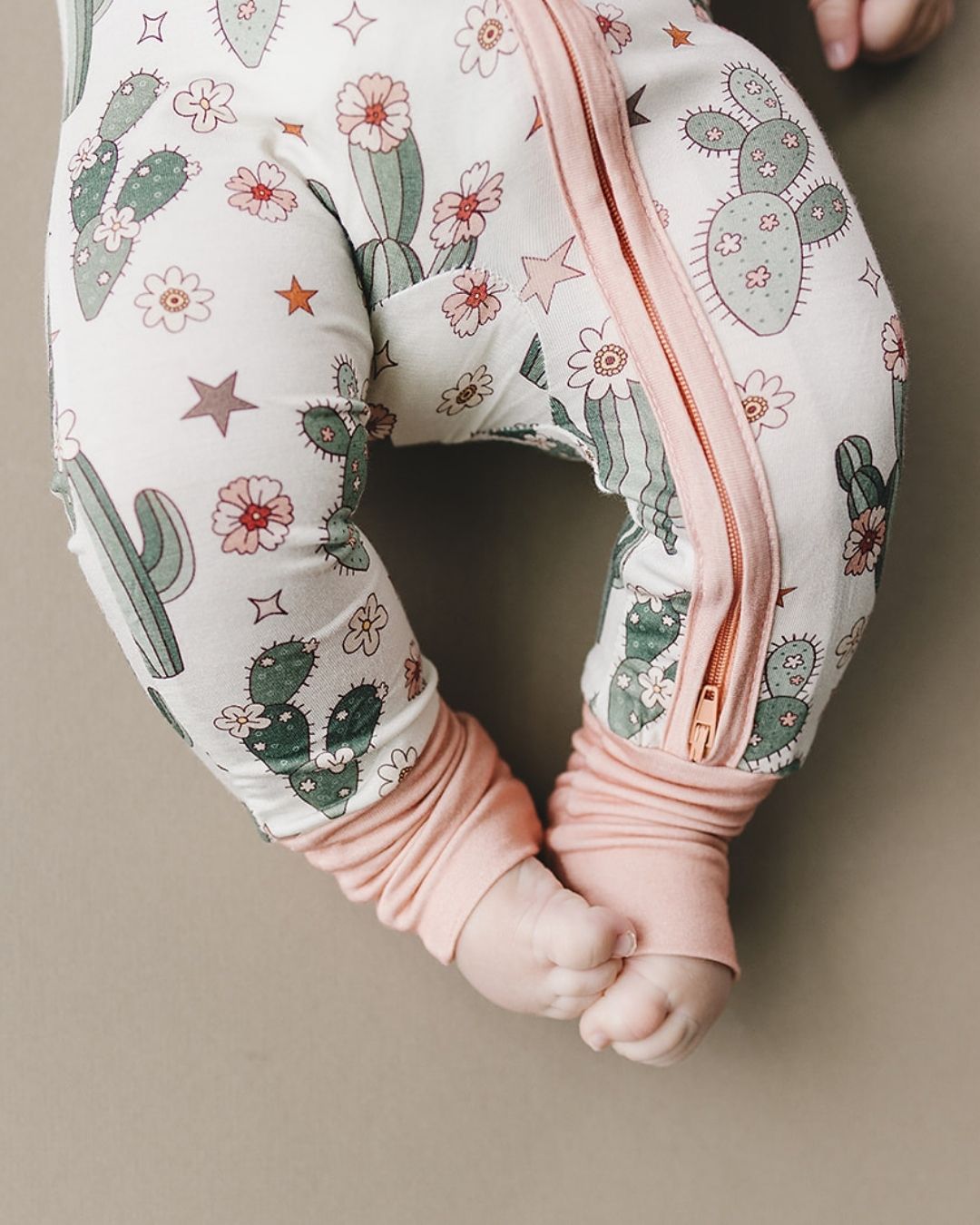 Bamboo Zip Romper for Baby | Cactus Flower