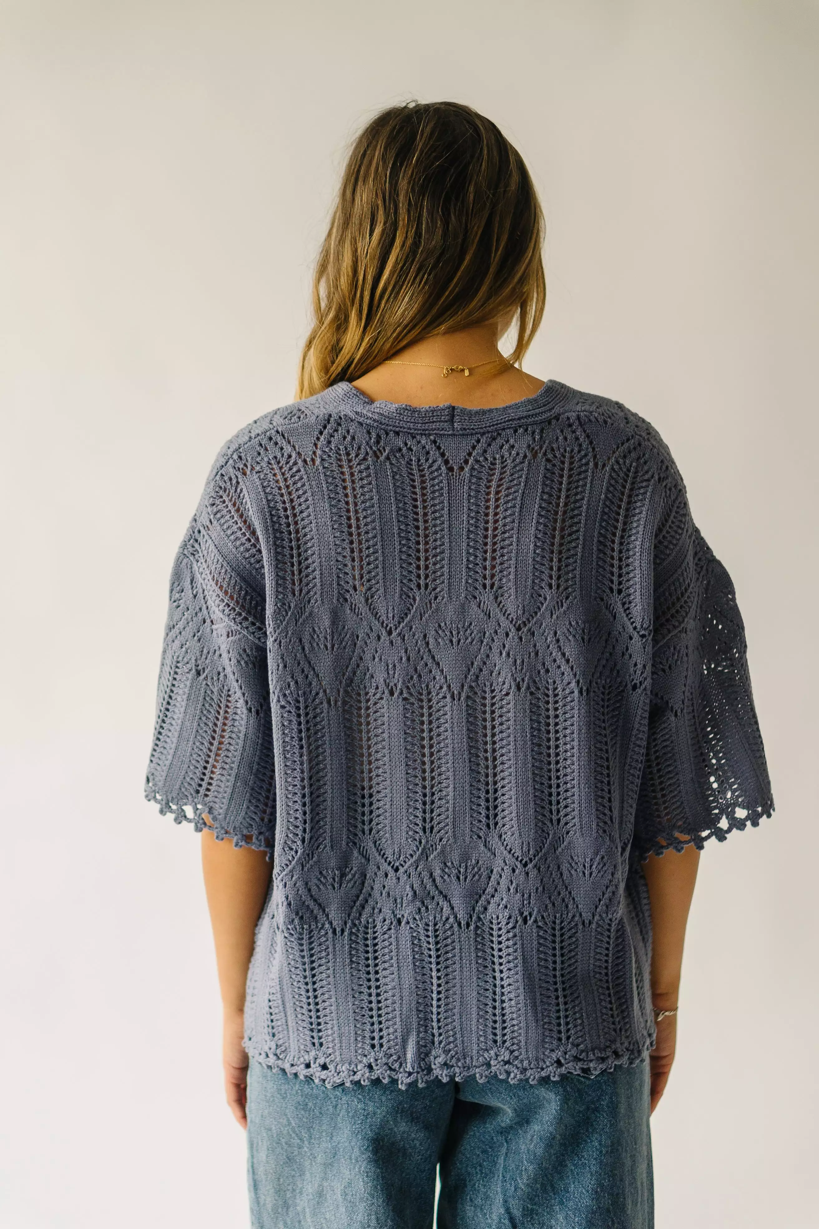 Batcher V-Neck Sweater Dusty Blue